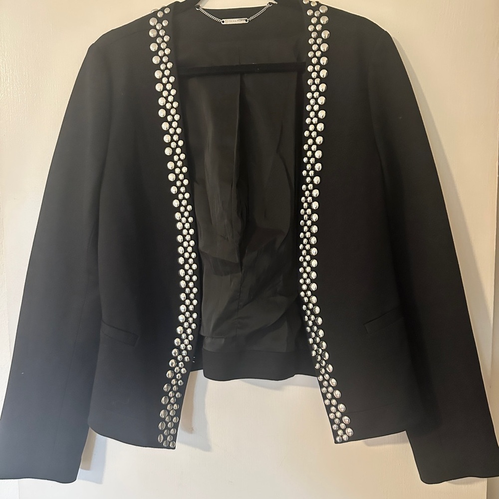 Trina Turk Black and Silver Studded Blazer